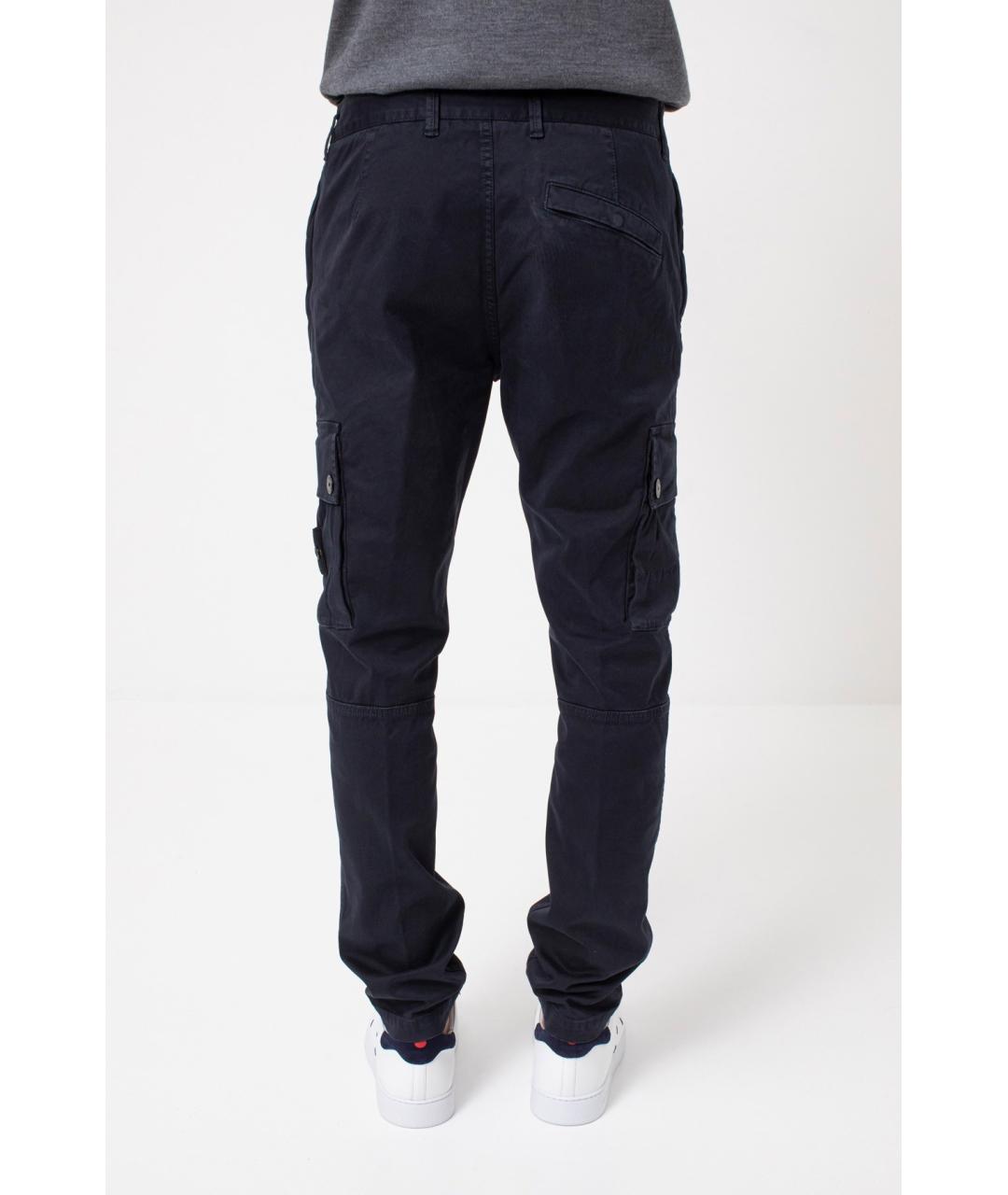 STONE ISLAND Темно-синие хлопковые повседневные брюки, фото 4