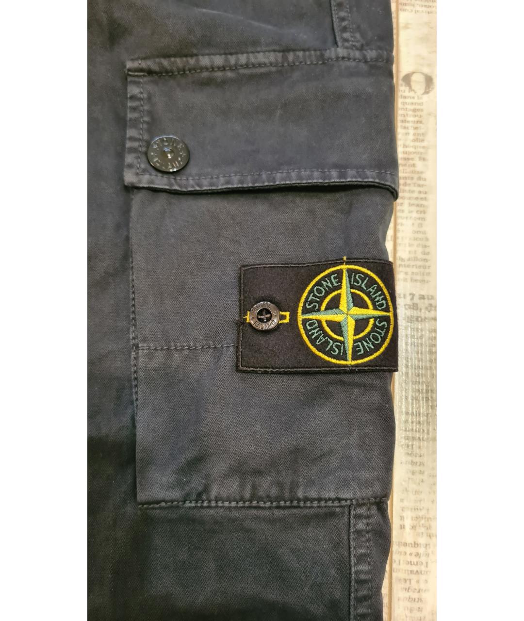 STONE ISLAND Темно-синие хлопковые повседневные брюки, фото 7