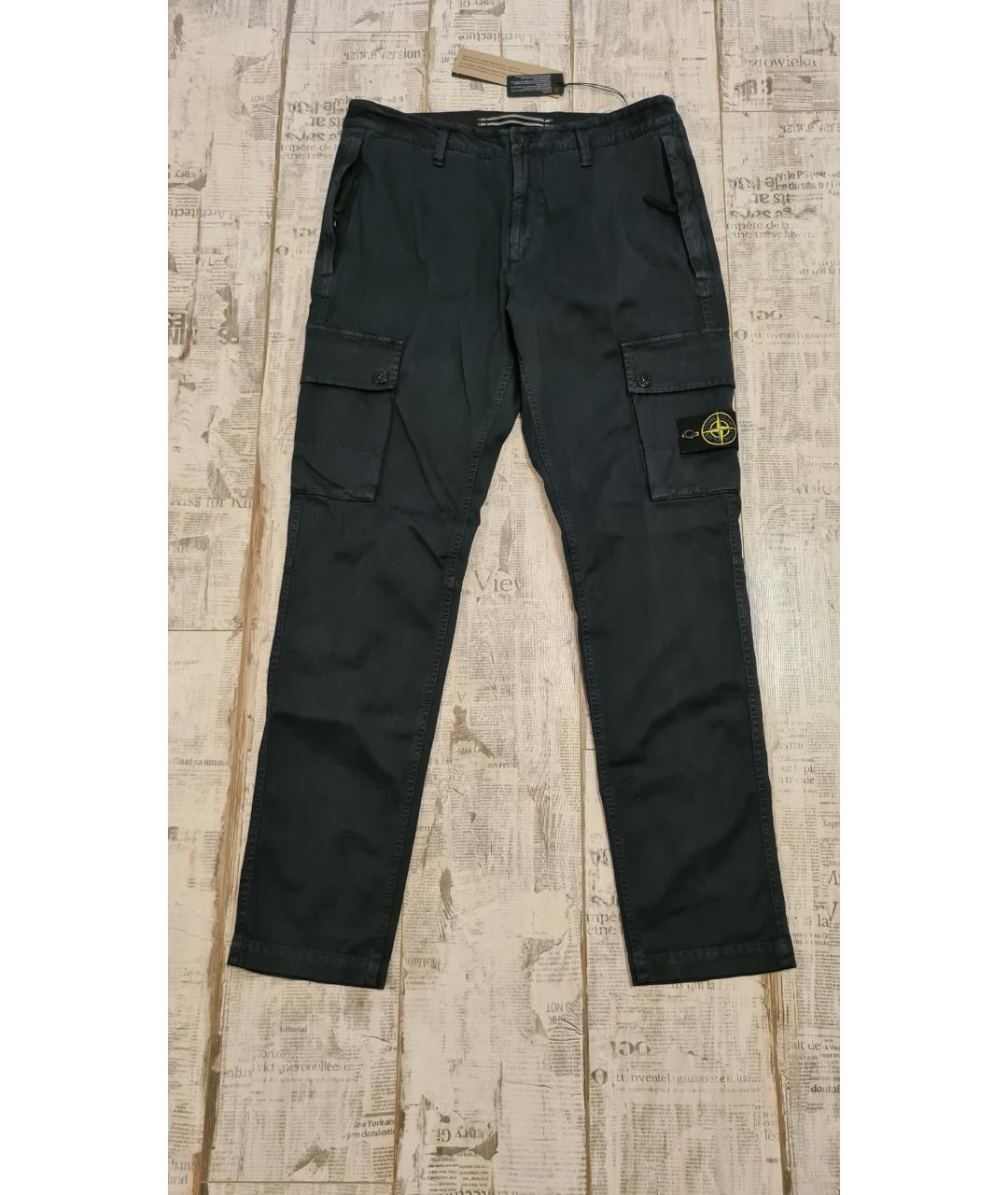 STONE ISLAND Темно-синие хлопковые повседневные брюки, фото 6