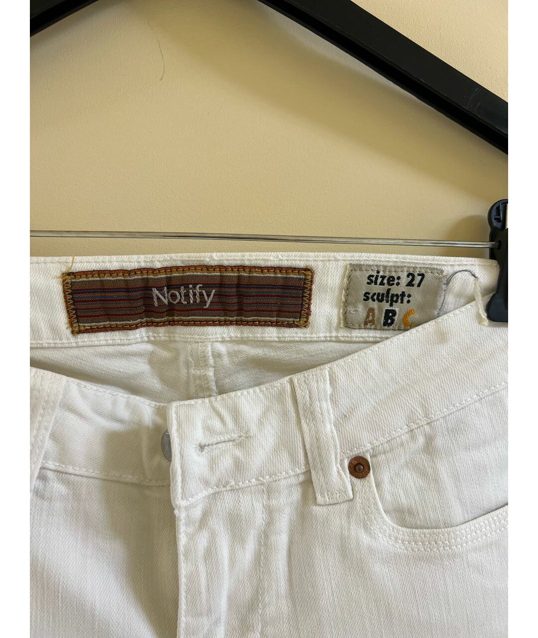 NOTIFY Белые хлопковые прямые джинсы, фото 3