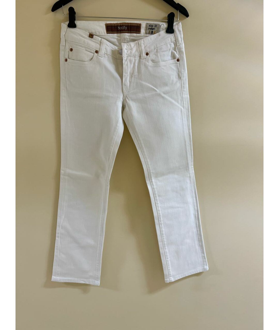 NOTIFY Белые хлопковые прямые джинсы, фото 4