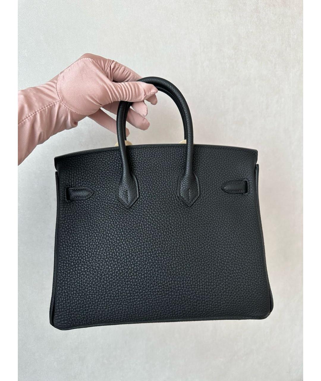 HERMES Черная кожаная сумка тоут, фото 5