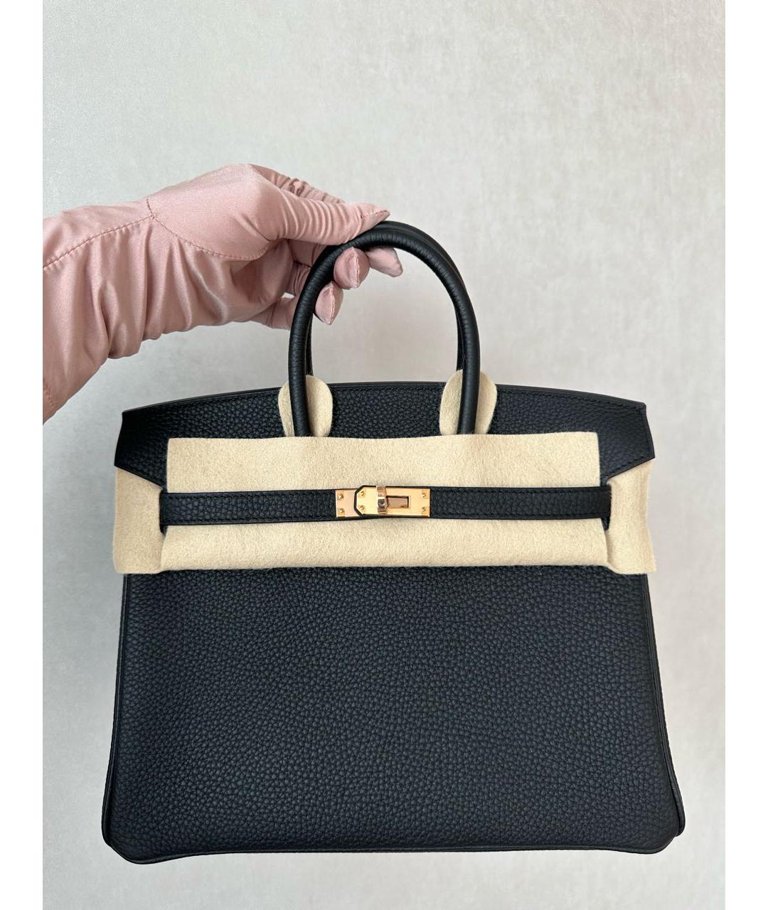 HERMES Черная кожаная сумка тоут, фото 2
