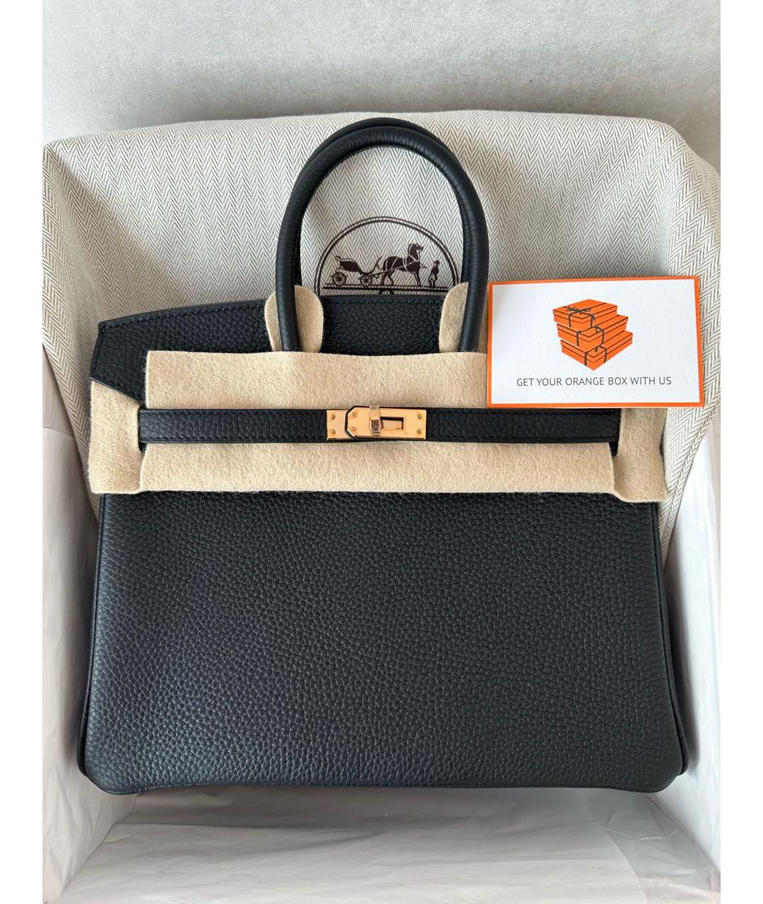 HERMES Черная кожаная сумка тоут, фото 4