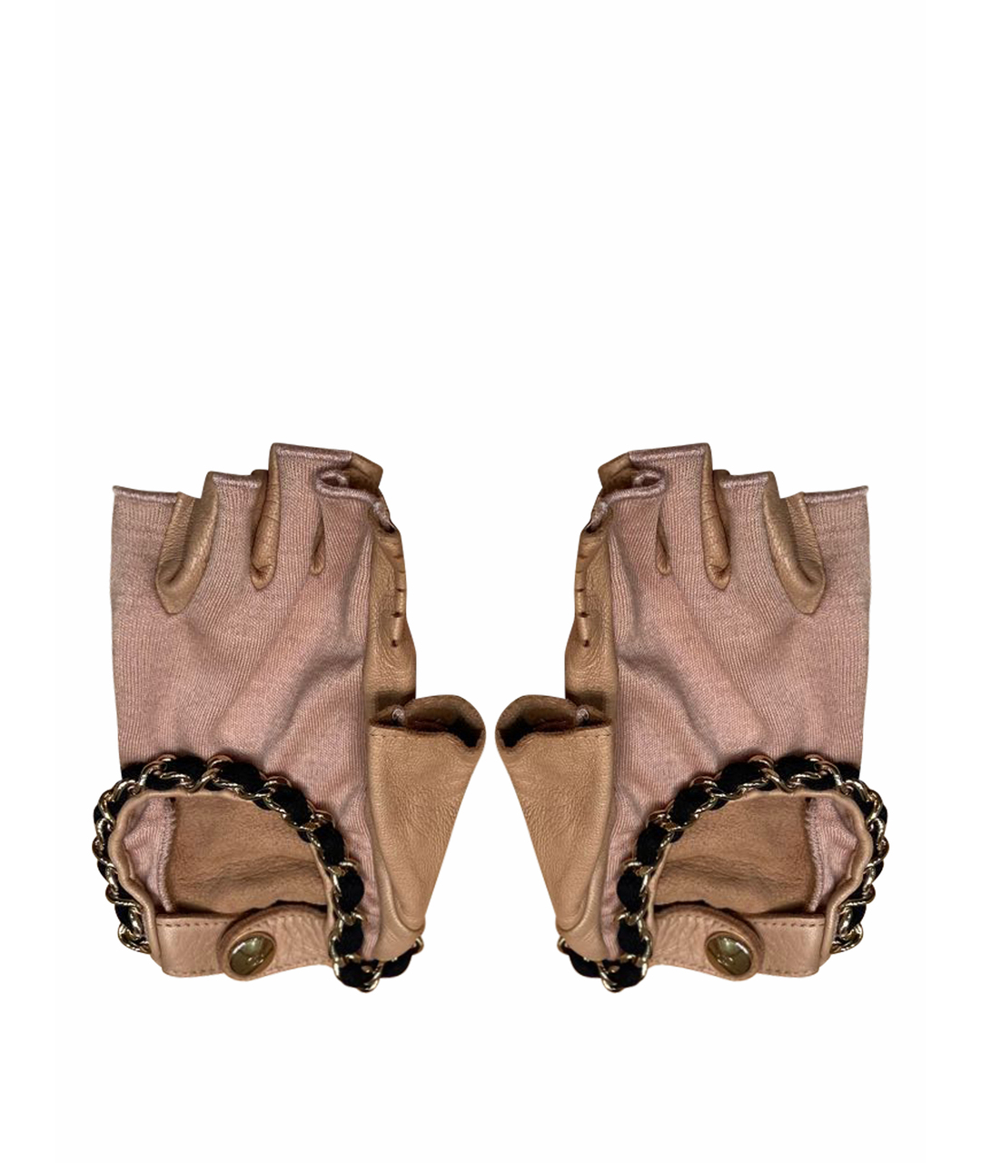 CHANEL PRE-OWNED Бежевые кожаные перчатки, фото 1