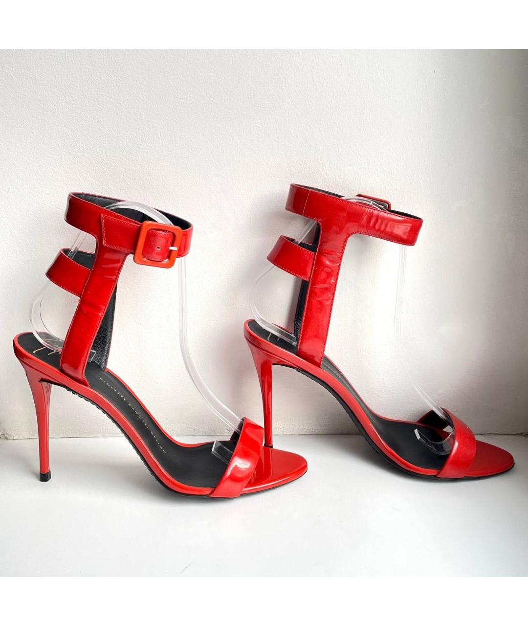 GIUSEPPE ZANOTTI DESIGN Красные босоножки из лакированной кожи, фото 8