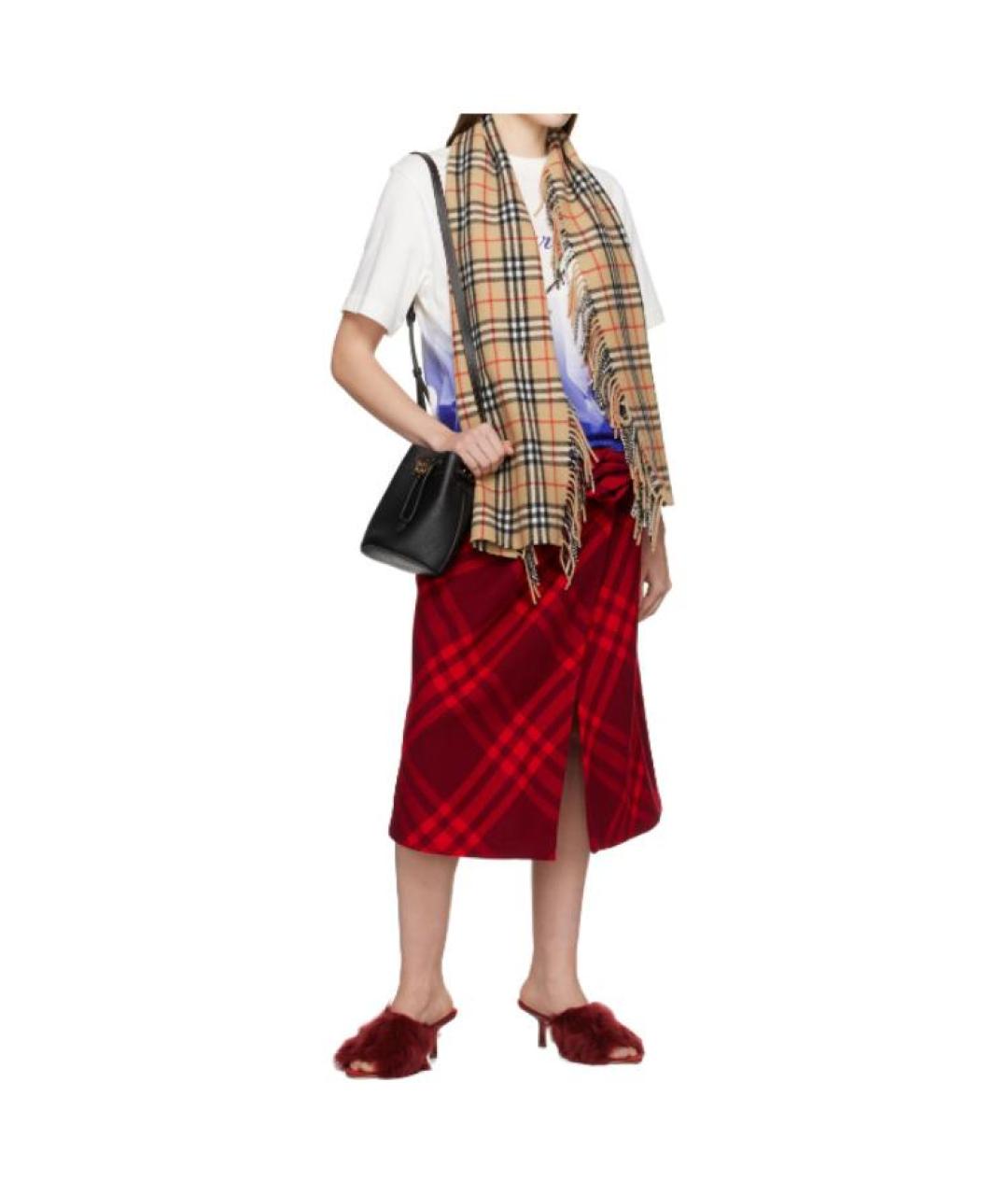 BURBERRY Бежевый кашемировый шарф, фото 4