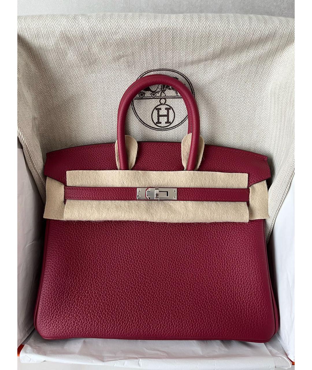 HERMES Бордовая кожаная сумка тоут, фото 2