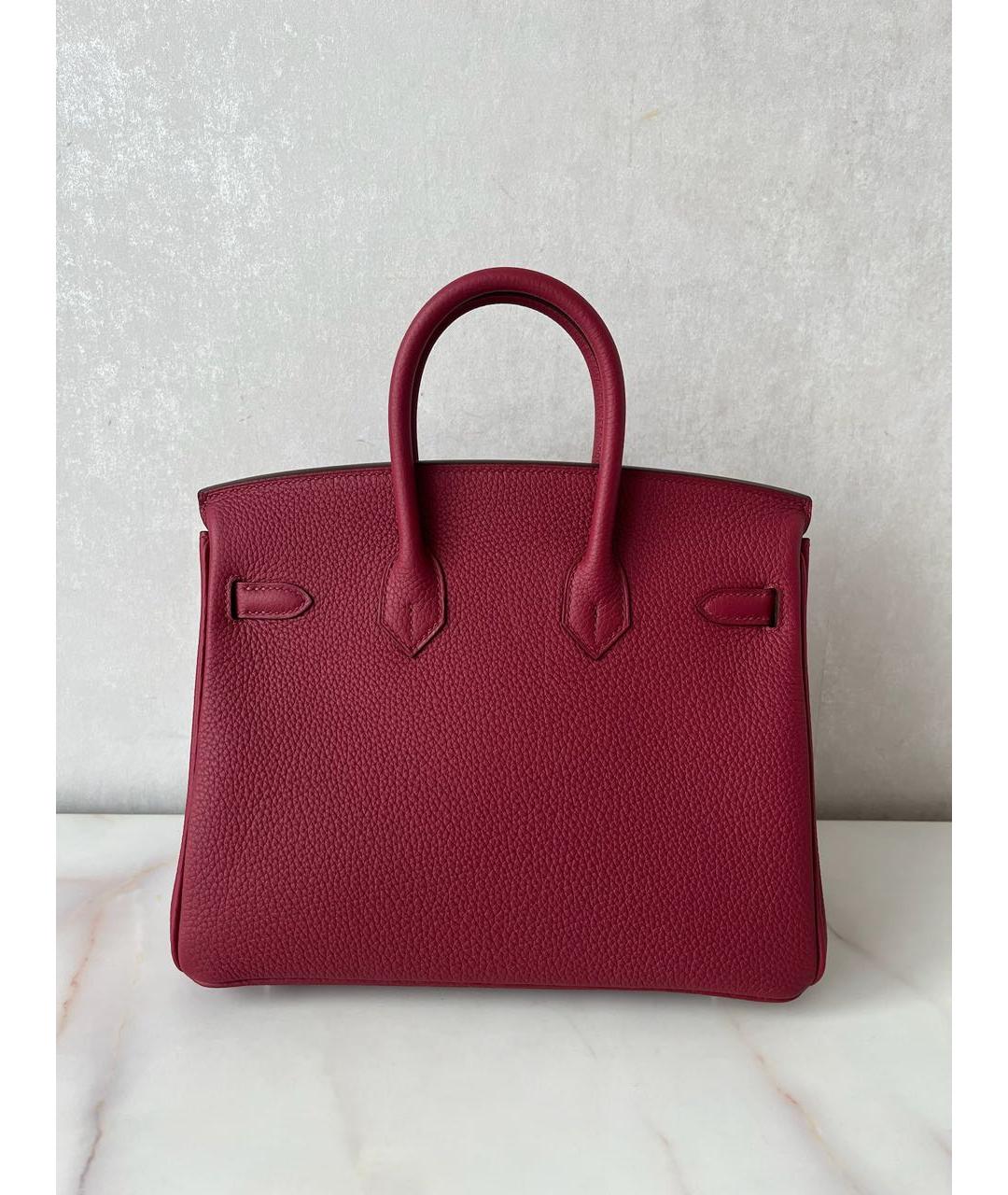 HERMES Бордовая кожаная сумка тоут, фото 5