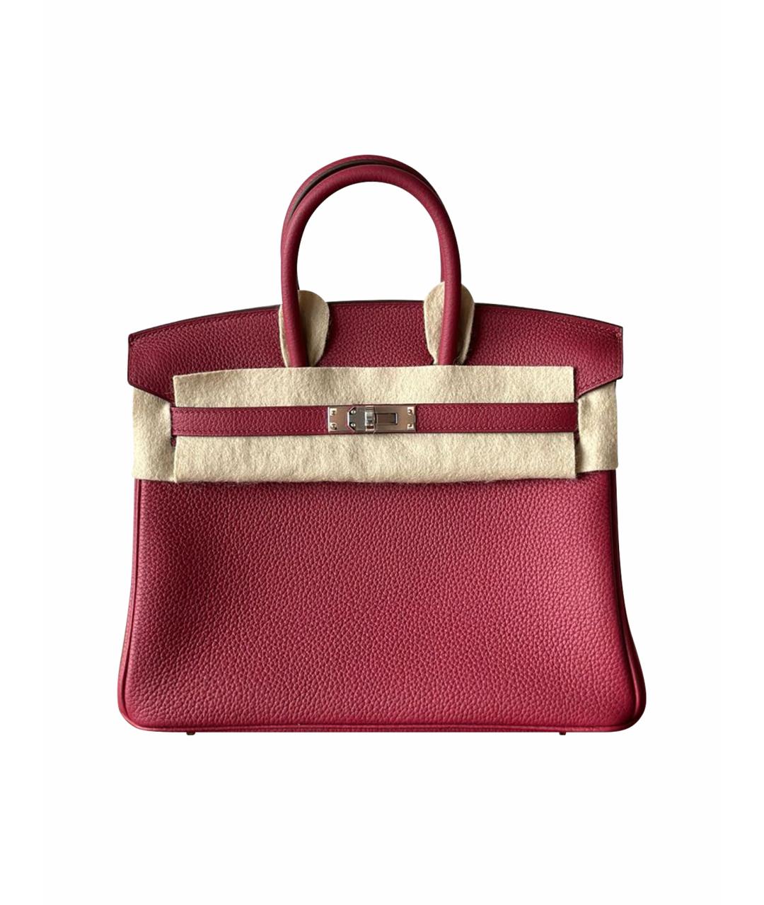 HERMES Бордовая кожаная сумка тоут, фото 1