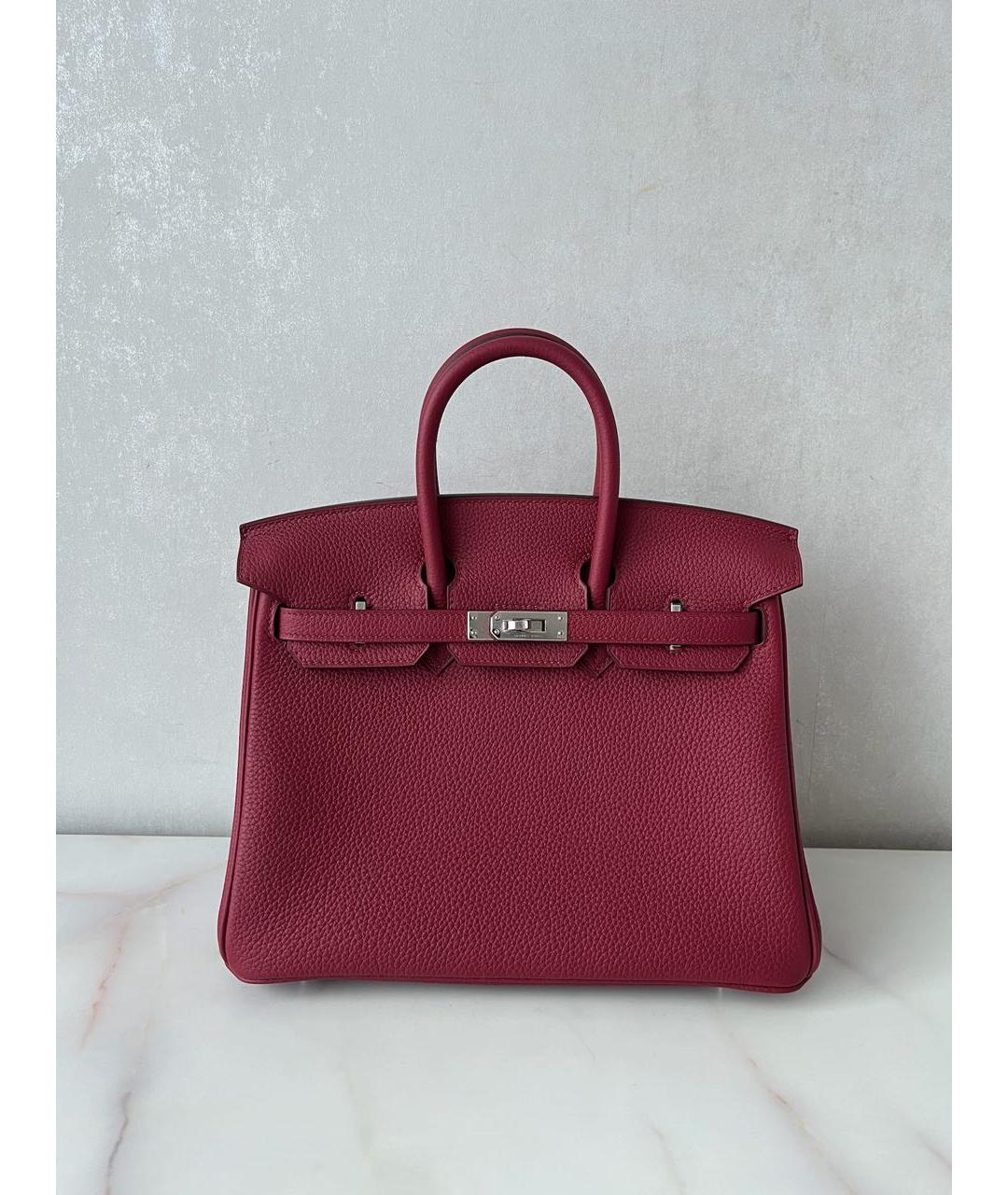 HERMES Бордовая кожаная сумка тоут, фото 4