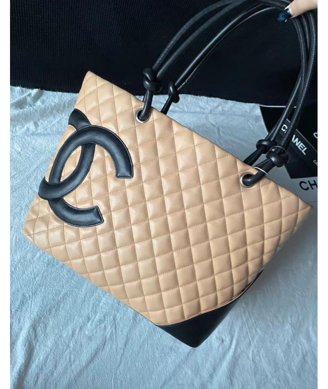 CHANEL Бежевая кожаная сумка тоут, фото 4