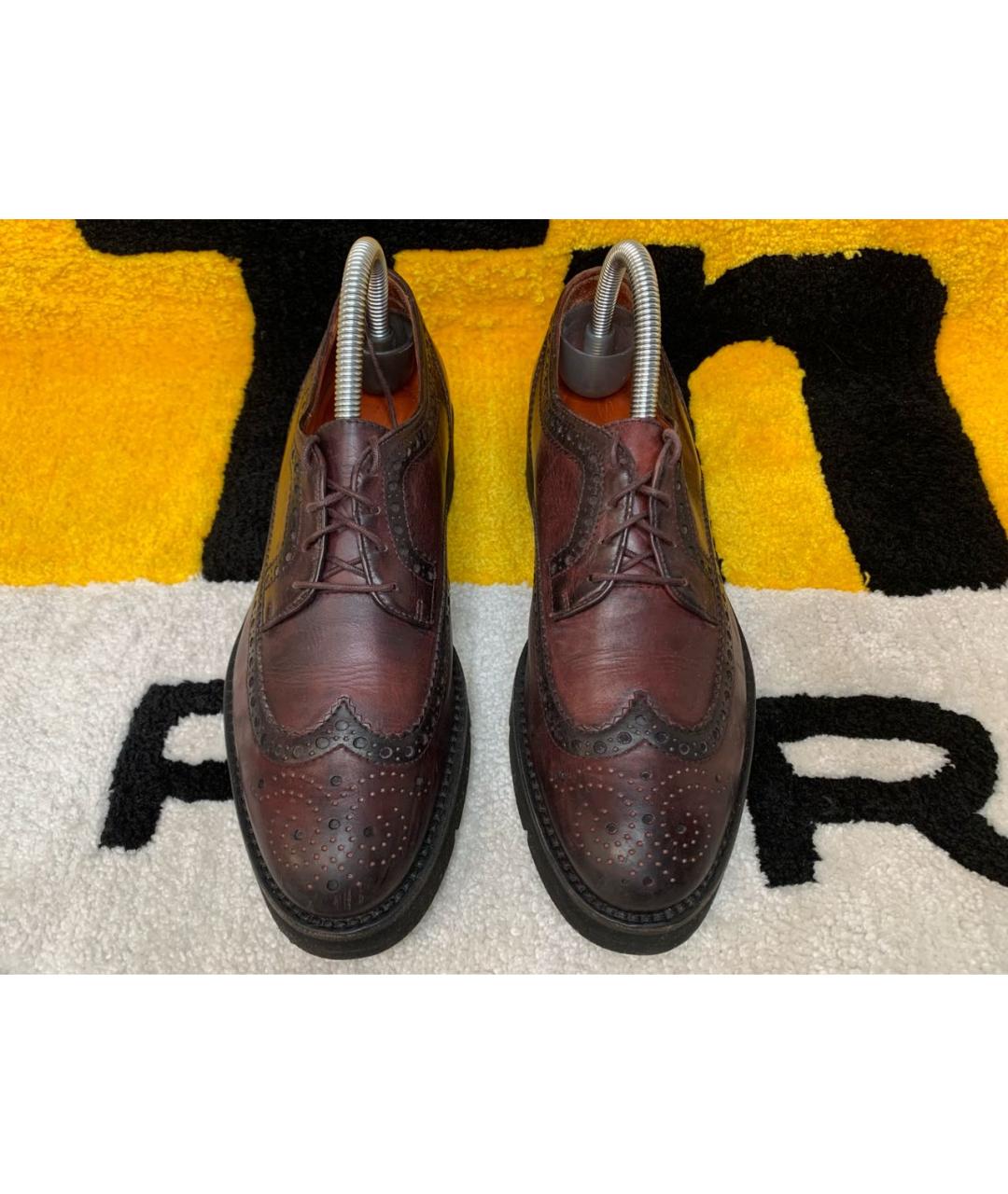 SANTONI Бордовые кожаные брогги и оксфорды, фото 2