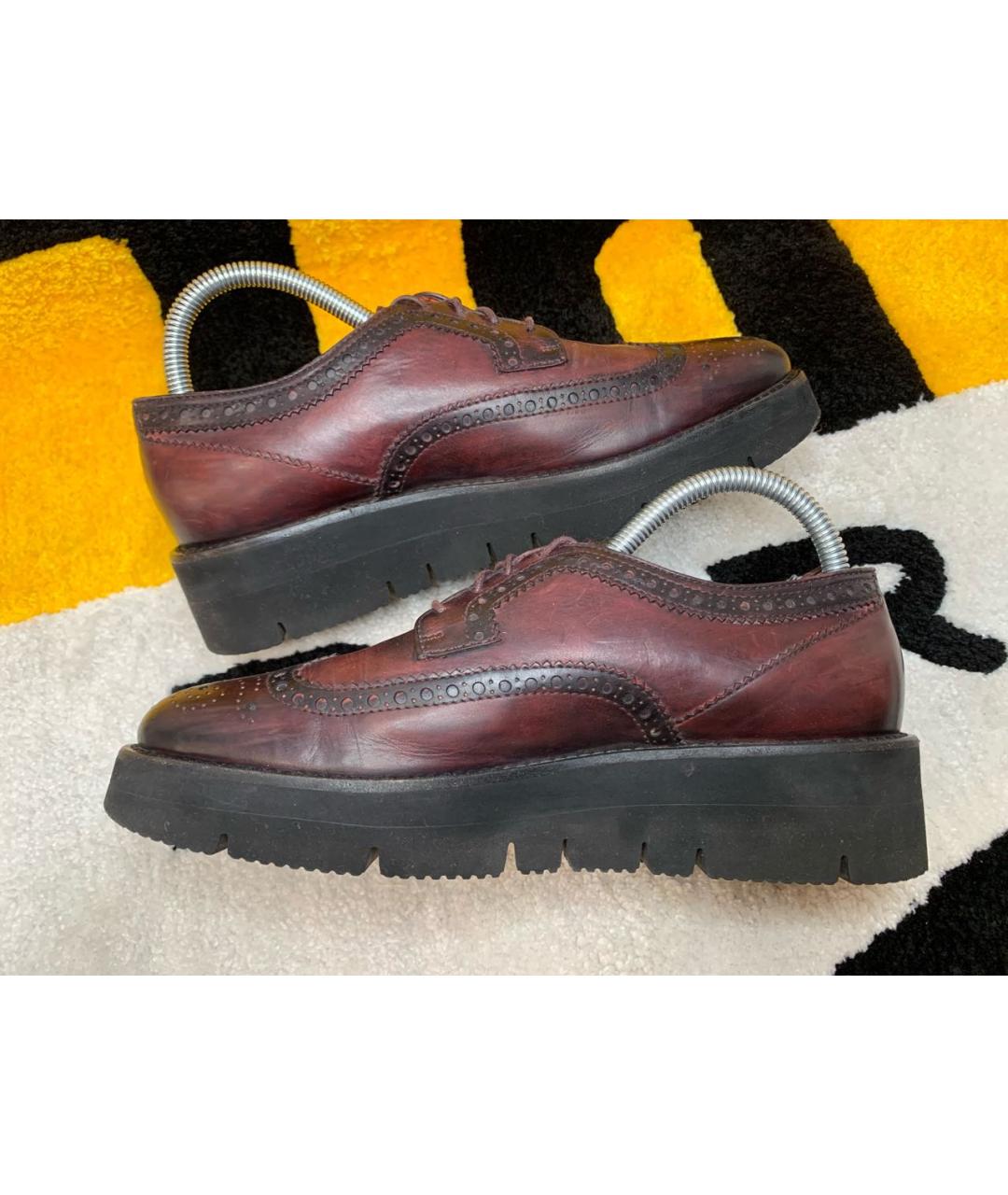 SANTONI Бордовые кожаные брогги и оксфорды, фото 5