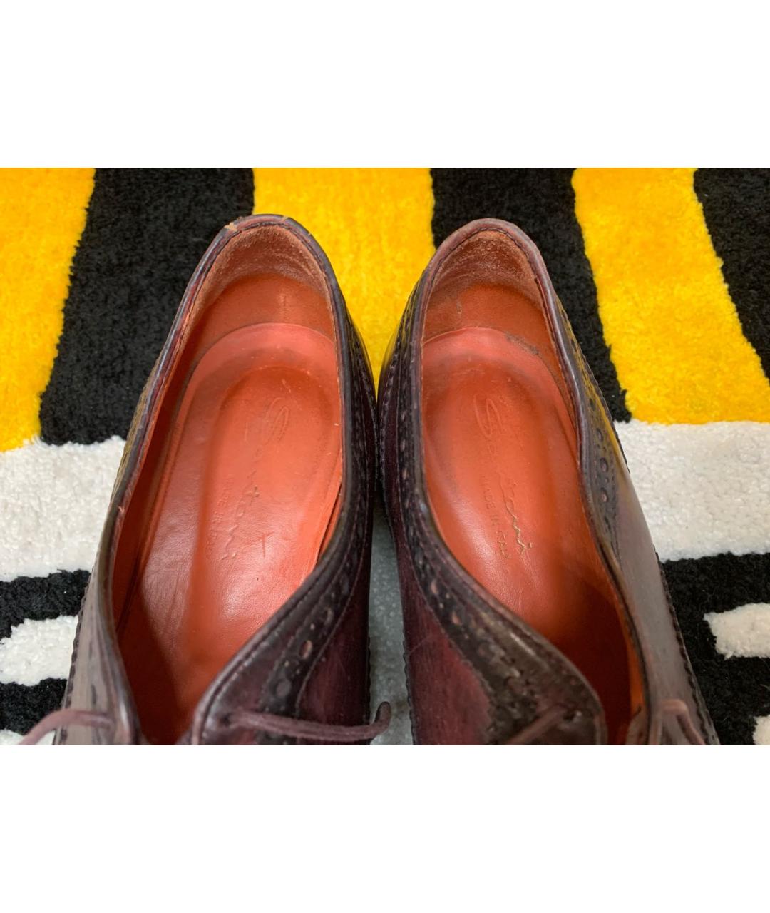 SANTONI Бордовые кожаные брогги и оксфорды, фото 6