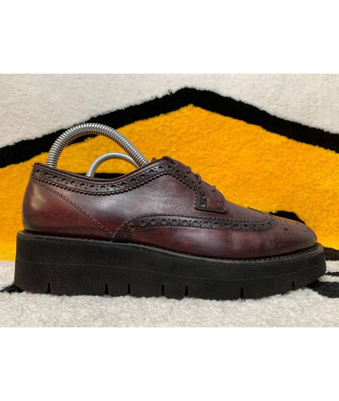 SANTONI Бордовые кожаные брогги и оксфорды, фото 8