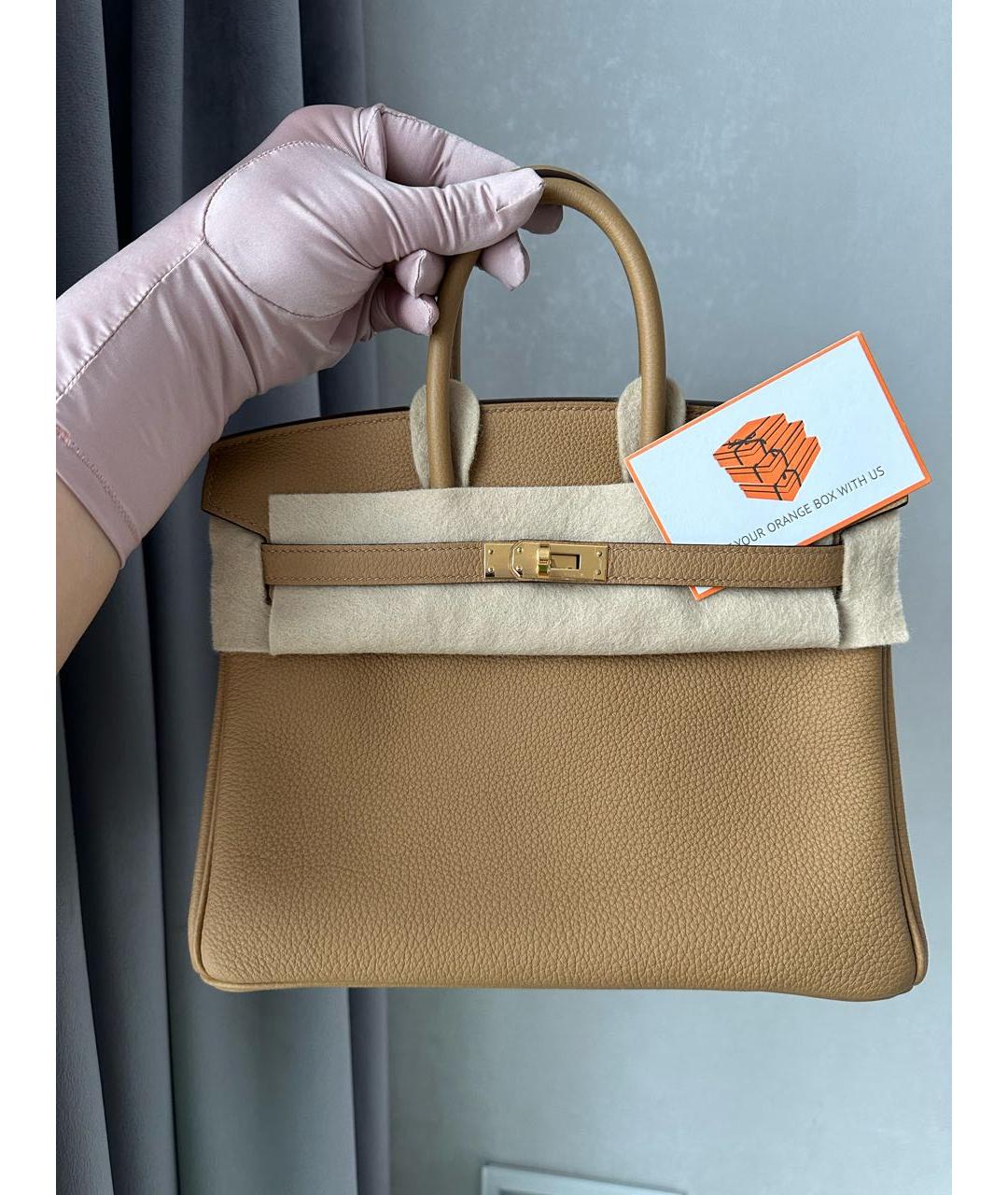 HERMES Бежевая кожаная сумка тоут, фото 4