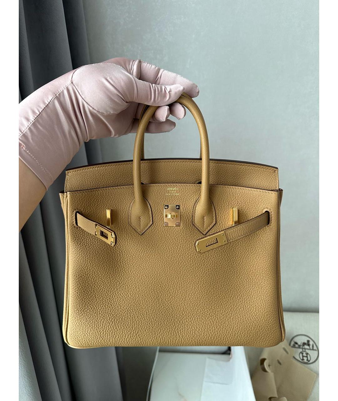 HERMES Бежевая кожаная сумка тоут, фото 2