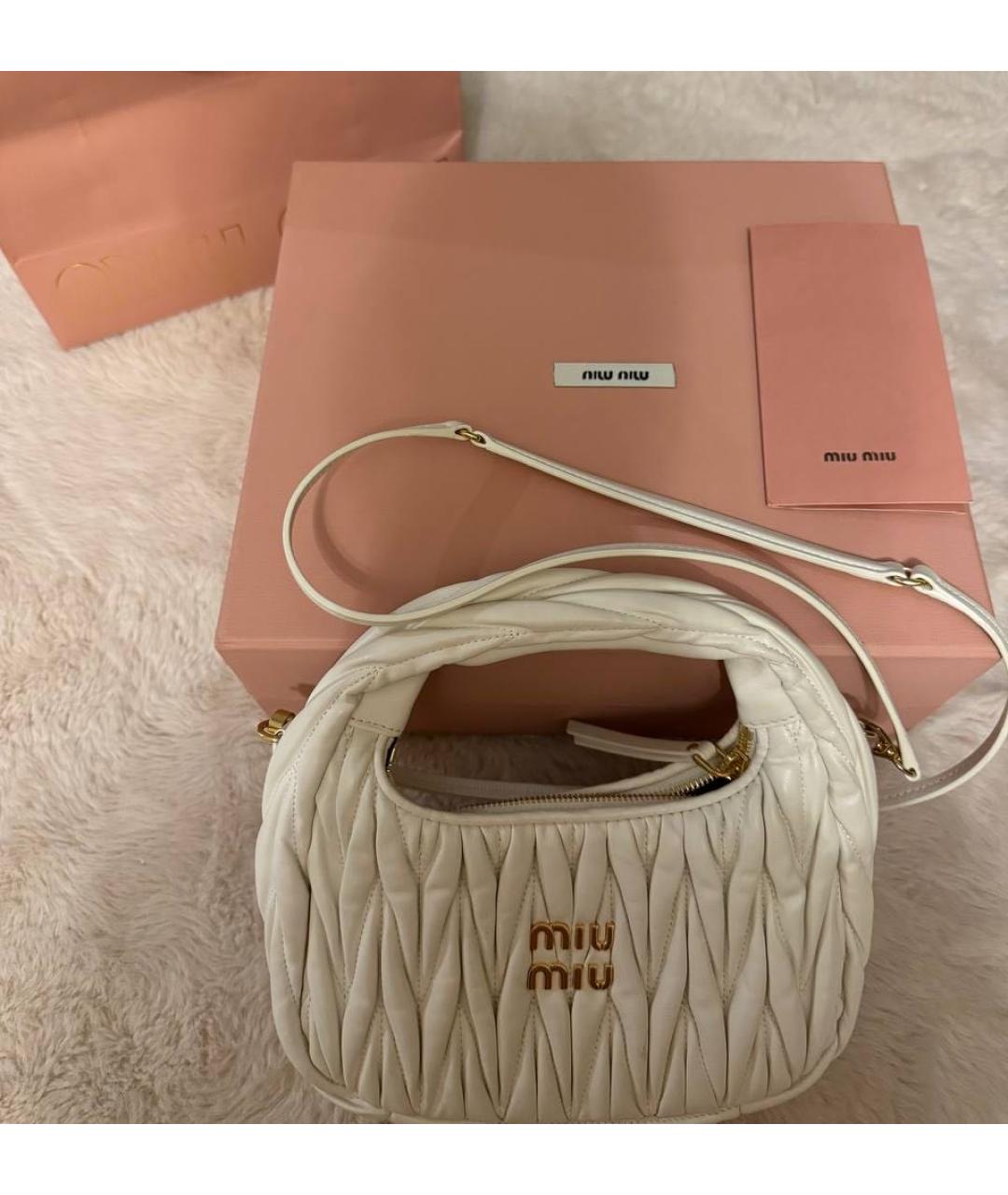 MIU MIU Белая кожаная сумка через плечо, фото 5
