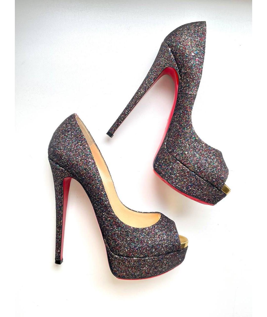 CHRISTIAN LOUBOUTIN Серебряные кожаные туфли, фото 5