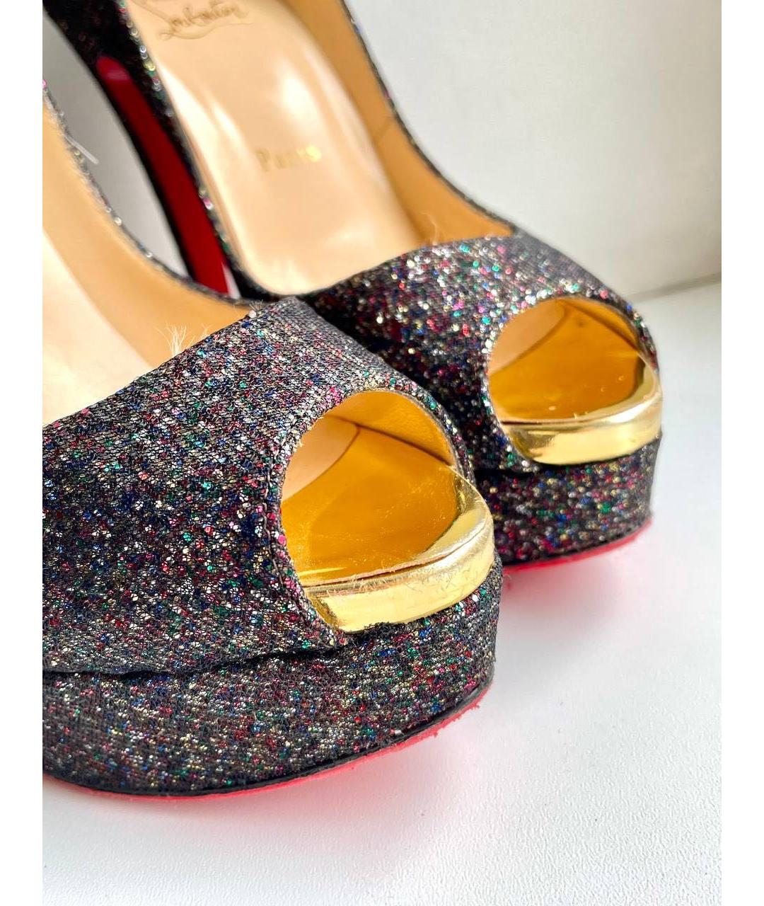 CHRISTIAN LOUBOUTIN Серебряные кожаные туфли, фото 7