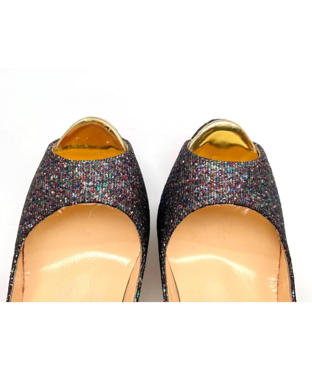 CHRISTIAN LOUBOUTIN Серебряные кожаные туфли, фото 6