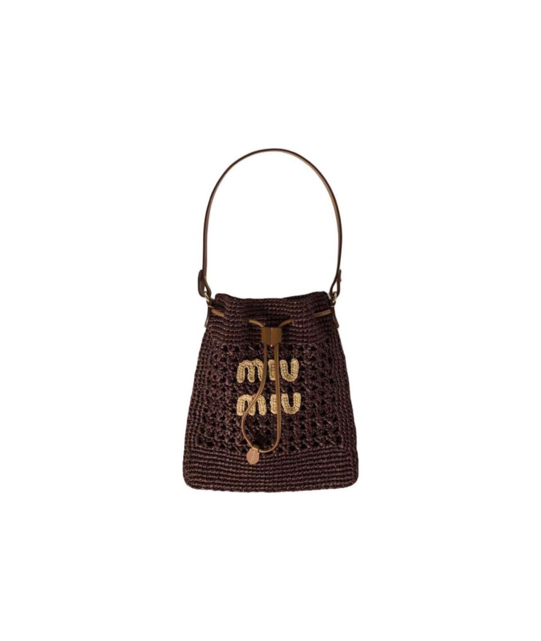 MIU MIU Коричневая пелетеная сумка с короткими ручками, фото 1