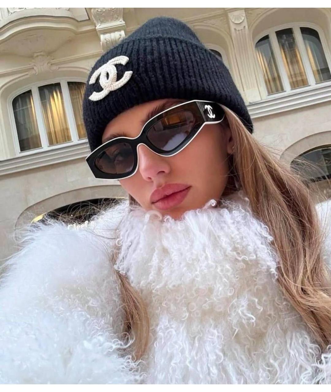 CHANEL Белые пластиковые солнцезащитные очки, фото 4