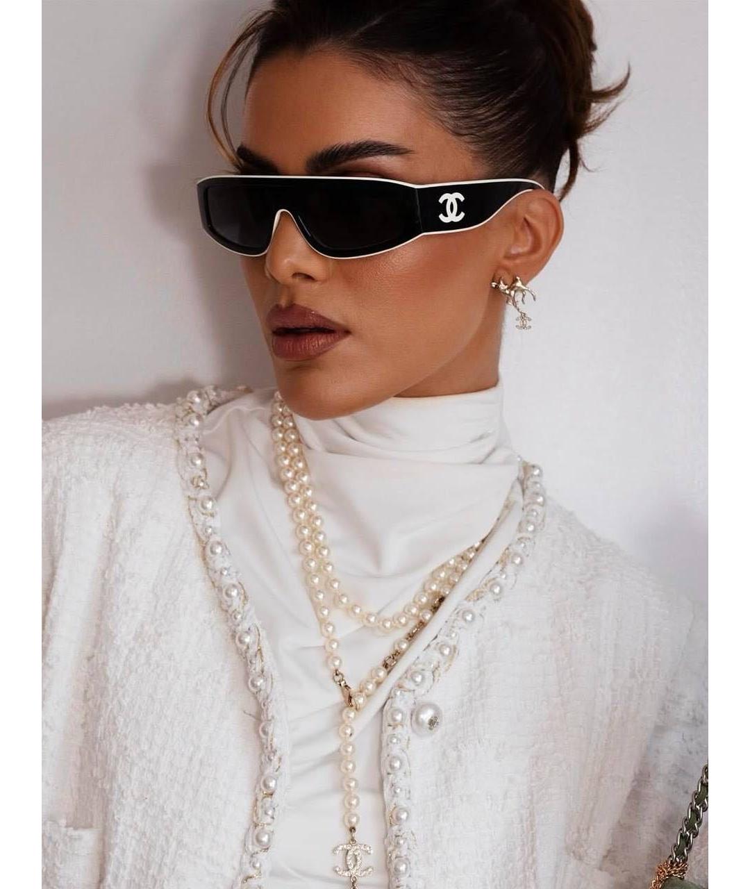 CHANEL Белые пластиковые солнцезащитные очки, фото 5