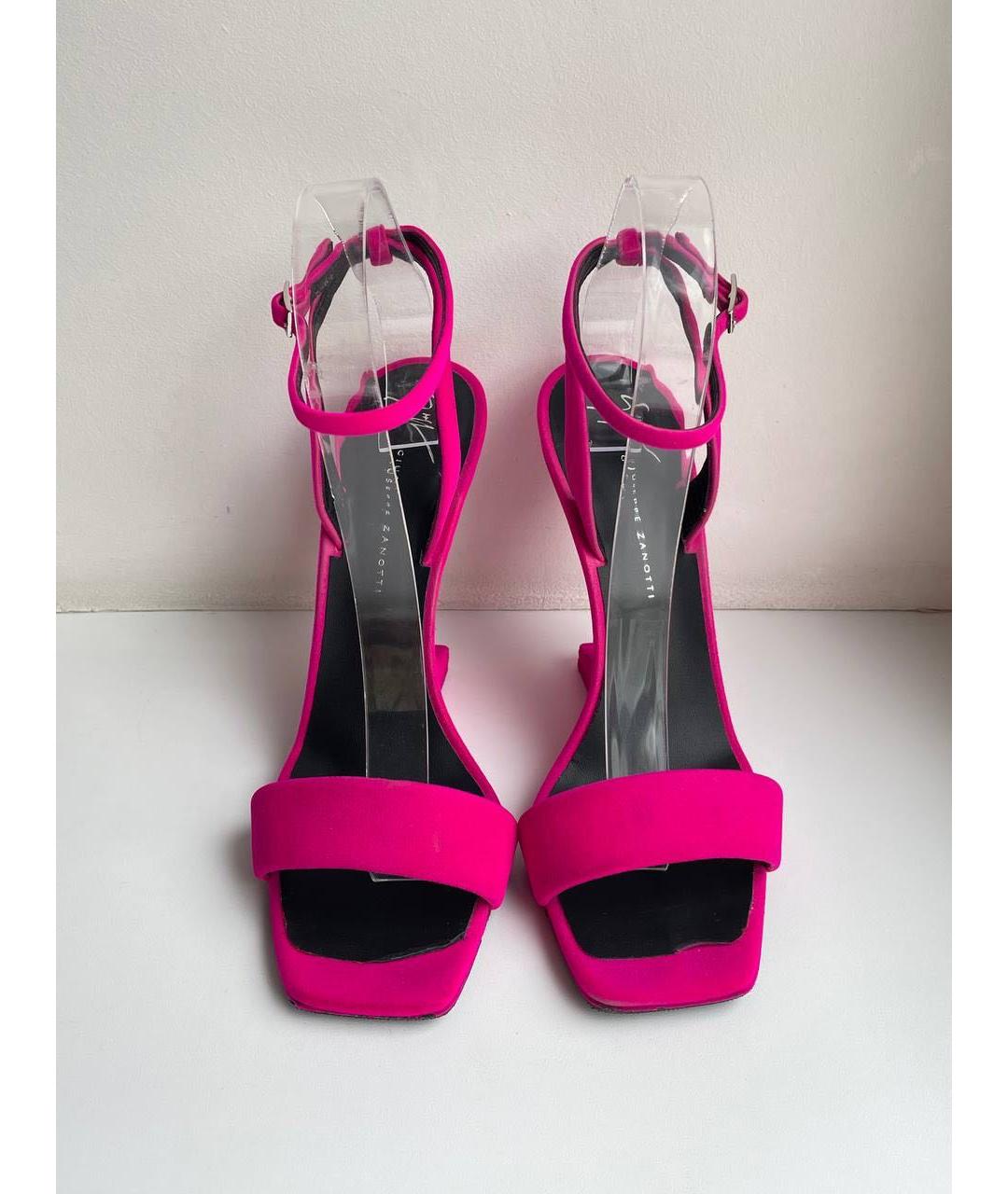 GIUSEPPE ZANOTTI DESIGN Фуксия бархатные босоножки, фото 4