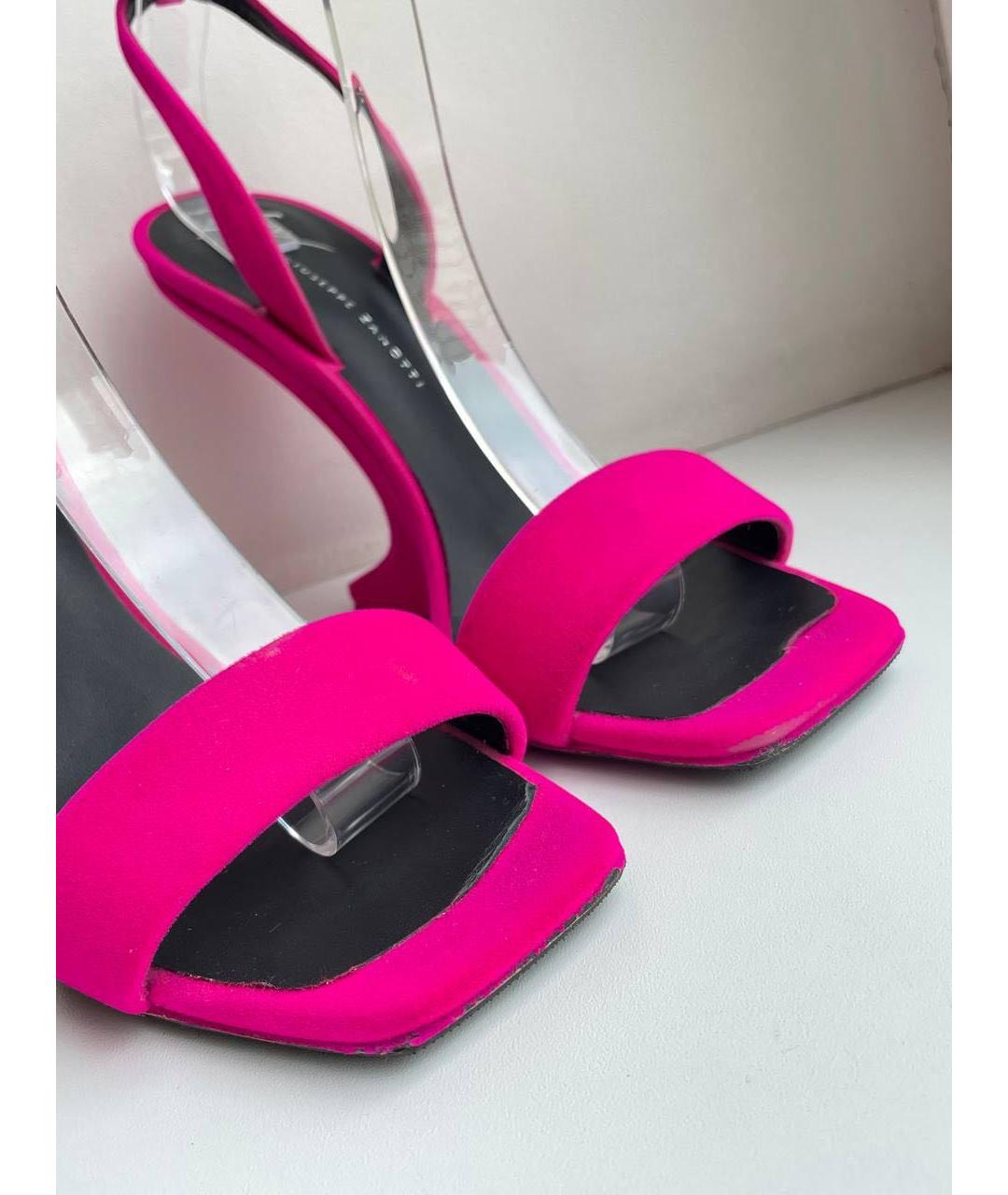 GIUSEPPE ZANOTTI DESIGN Фуксия бархатные босоножки, фото 8