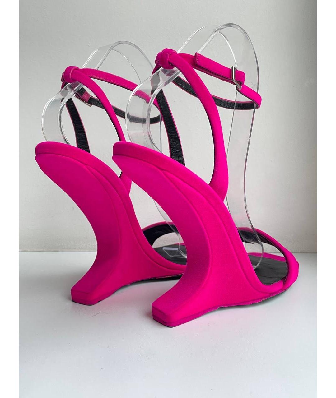 GIUSEPPE ZANOTTI DESIGN Фуксия бархатные босоножки, фото 3