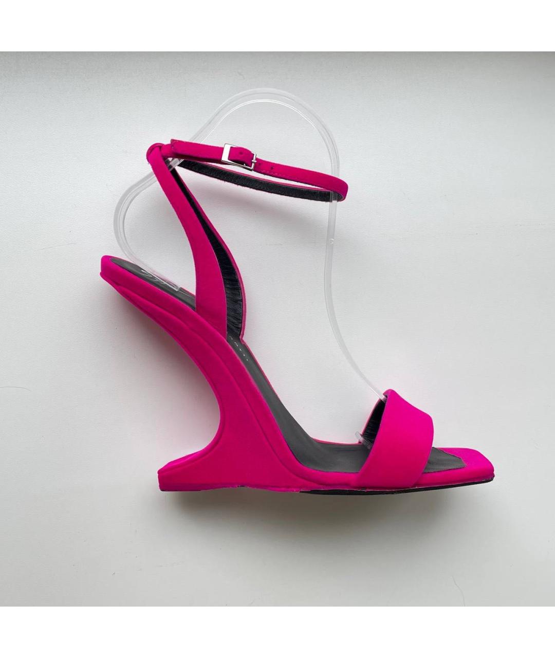 GIUSEPPE ZANOTTI DESIGN Фуксия бархатные босоножки, фото 9