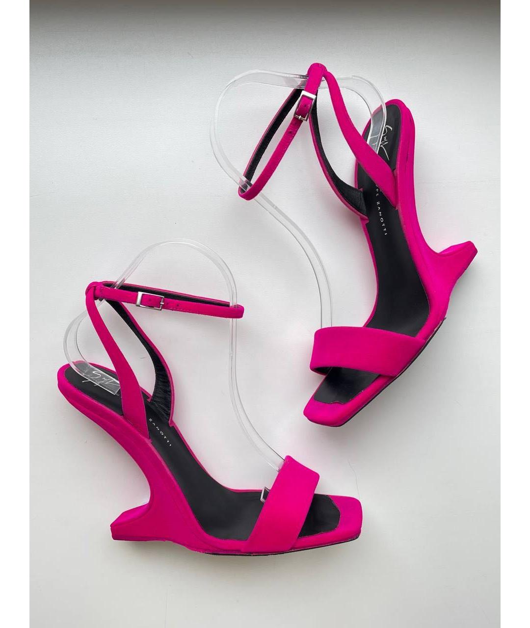 GIUSEPPE ZANOTTI DESIGN Фуксия бархатные босоножки, фото 2