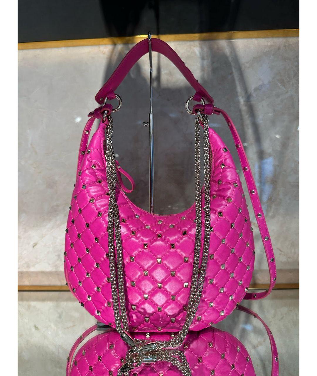 VALENTINO Фуксия кожаная сумка тоут, фото 3