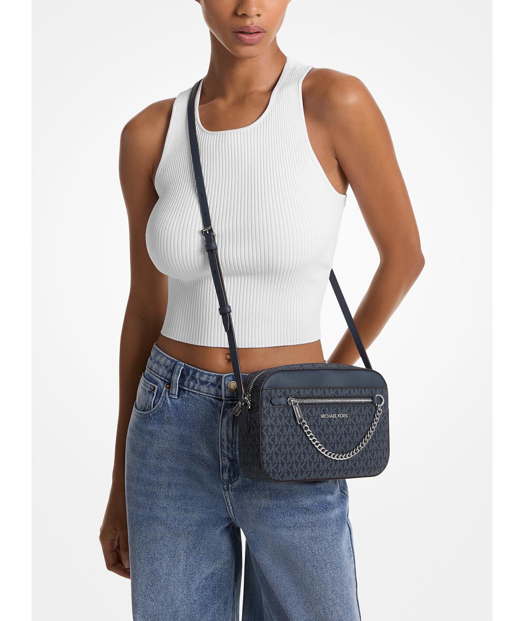 MICHAEL KORS Синяя сумка через плечо из искусственной кожи, фото 4