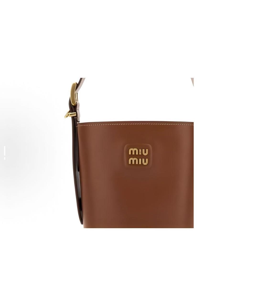 MIU MIU Коричневая кожаная сумка через плечо, фото 4