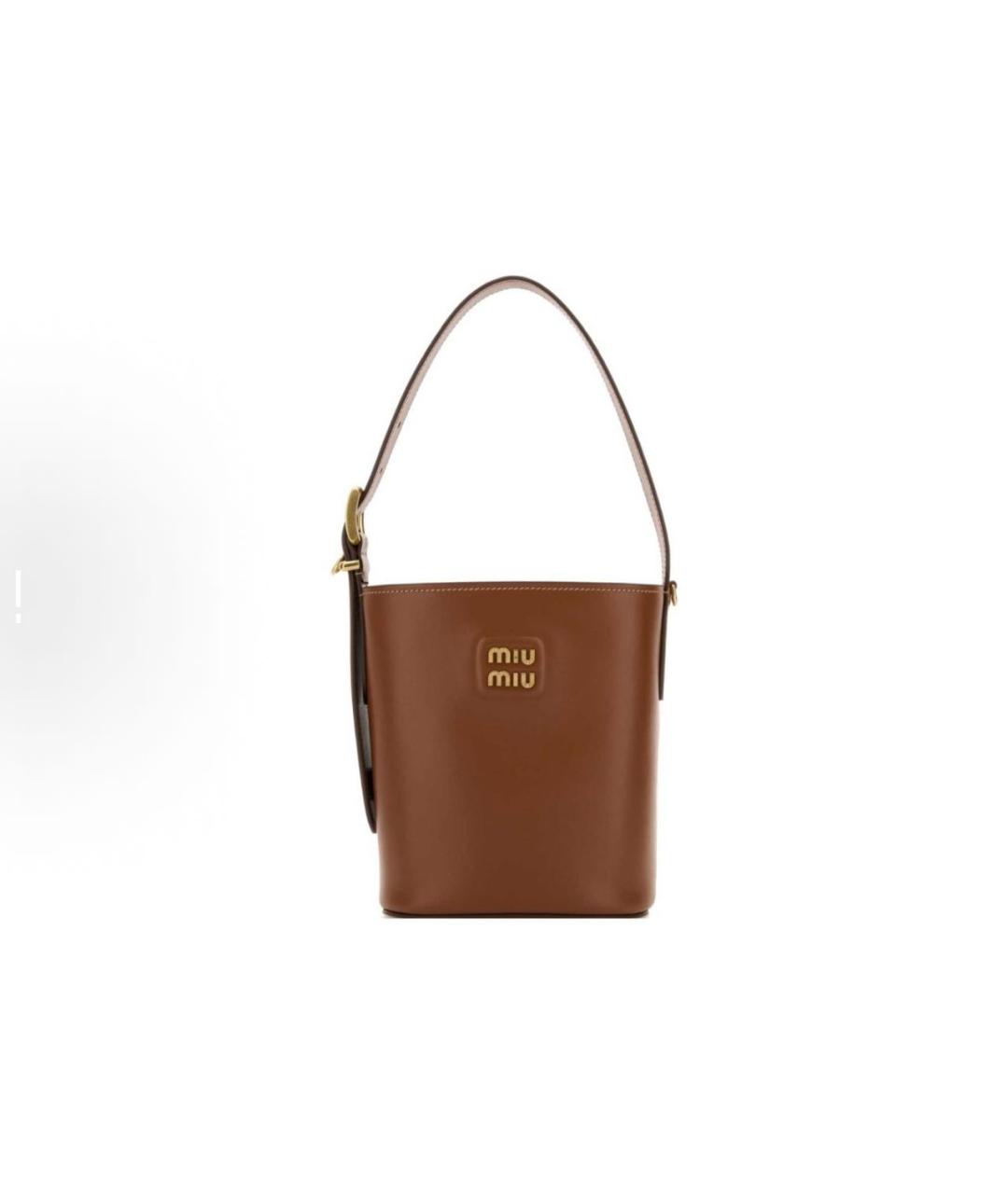 MIU MIU Коричневая кожаная сумка через плечо, фото 6