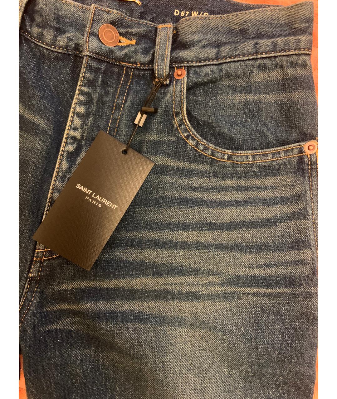 SAINT LAURENT Голубые хлопковые джинсы слим, фото 4