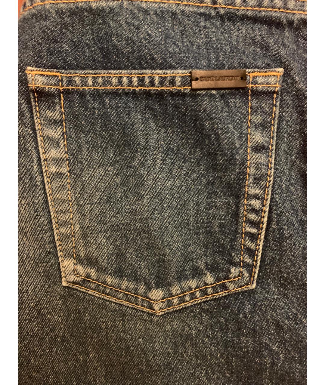 SAINT LAURENT Голубые хлопковые джинсы слим, фото 5