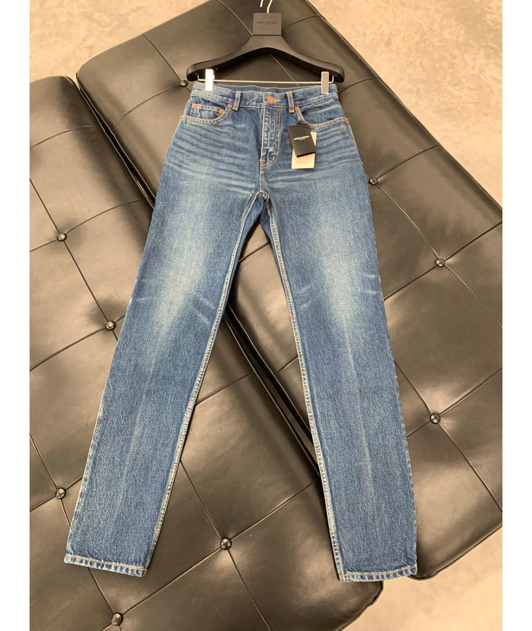 SAINT LAURENT Голубые хлопковые джинсы слим, фото 9