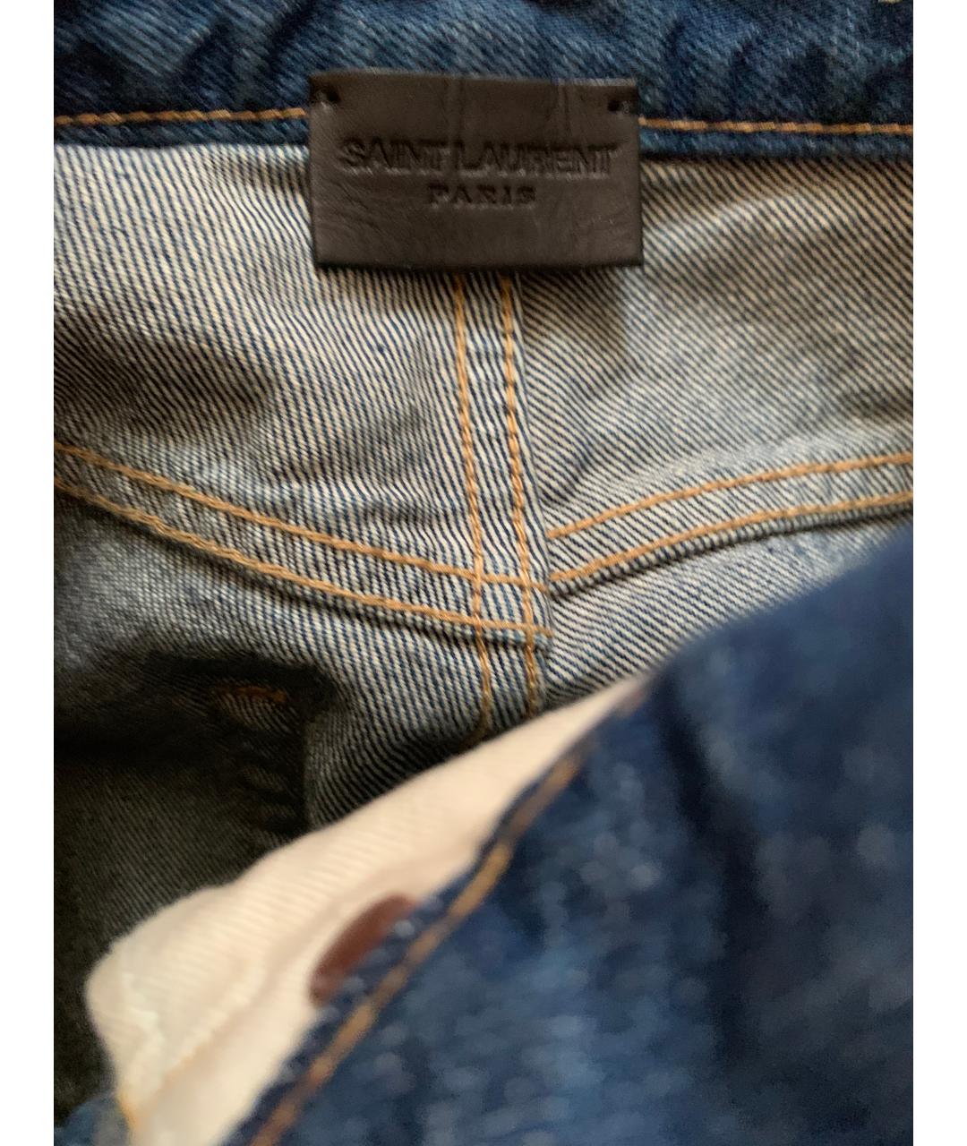 SAINT LAURENT Голубые хлопковые джинсы слим, фото 3