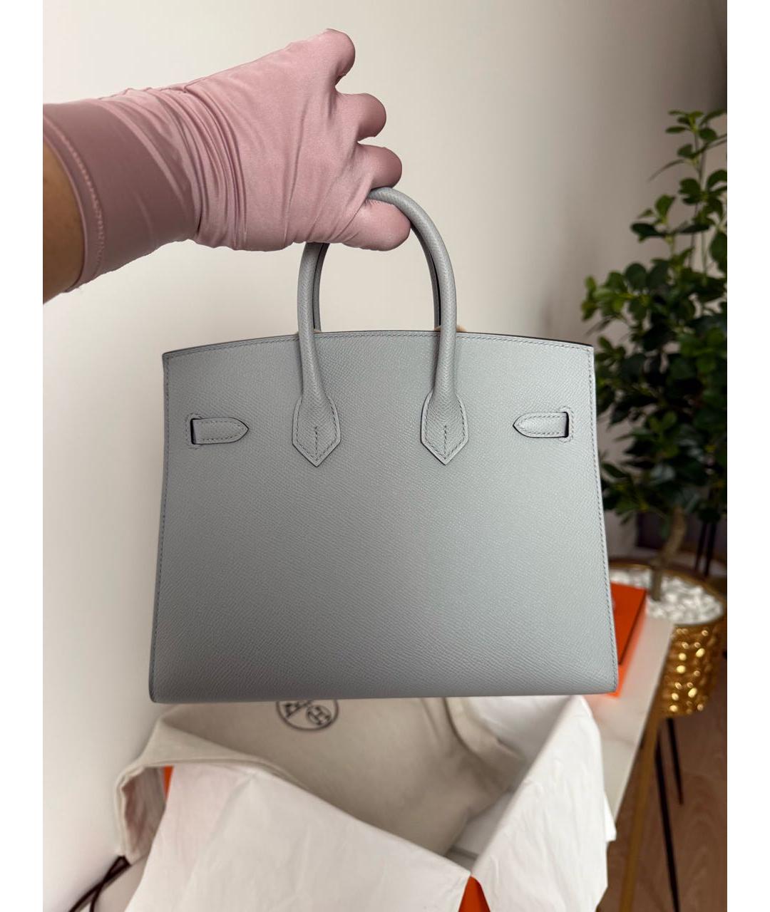 HERMES Серая кожаная сумка тоут, фото 4