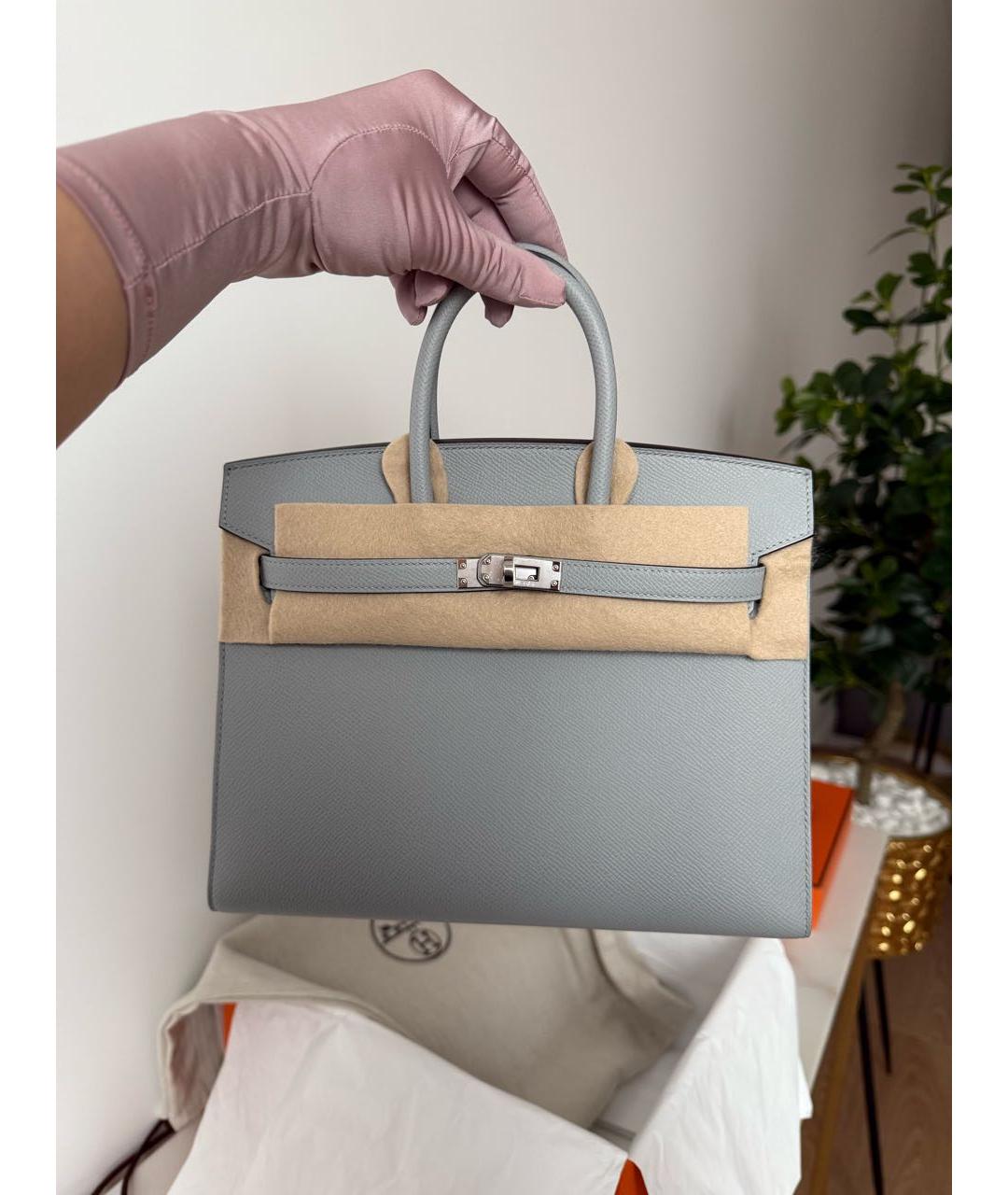 HERMES Серая кожаная сумка тоут, фото 3