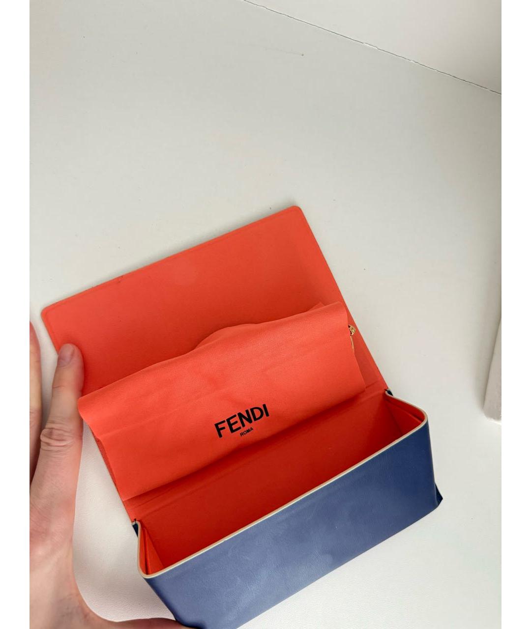 FENDI Бирюзовые металлические солнцезащитные очки, фото 6