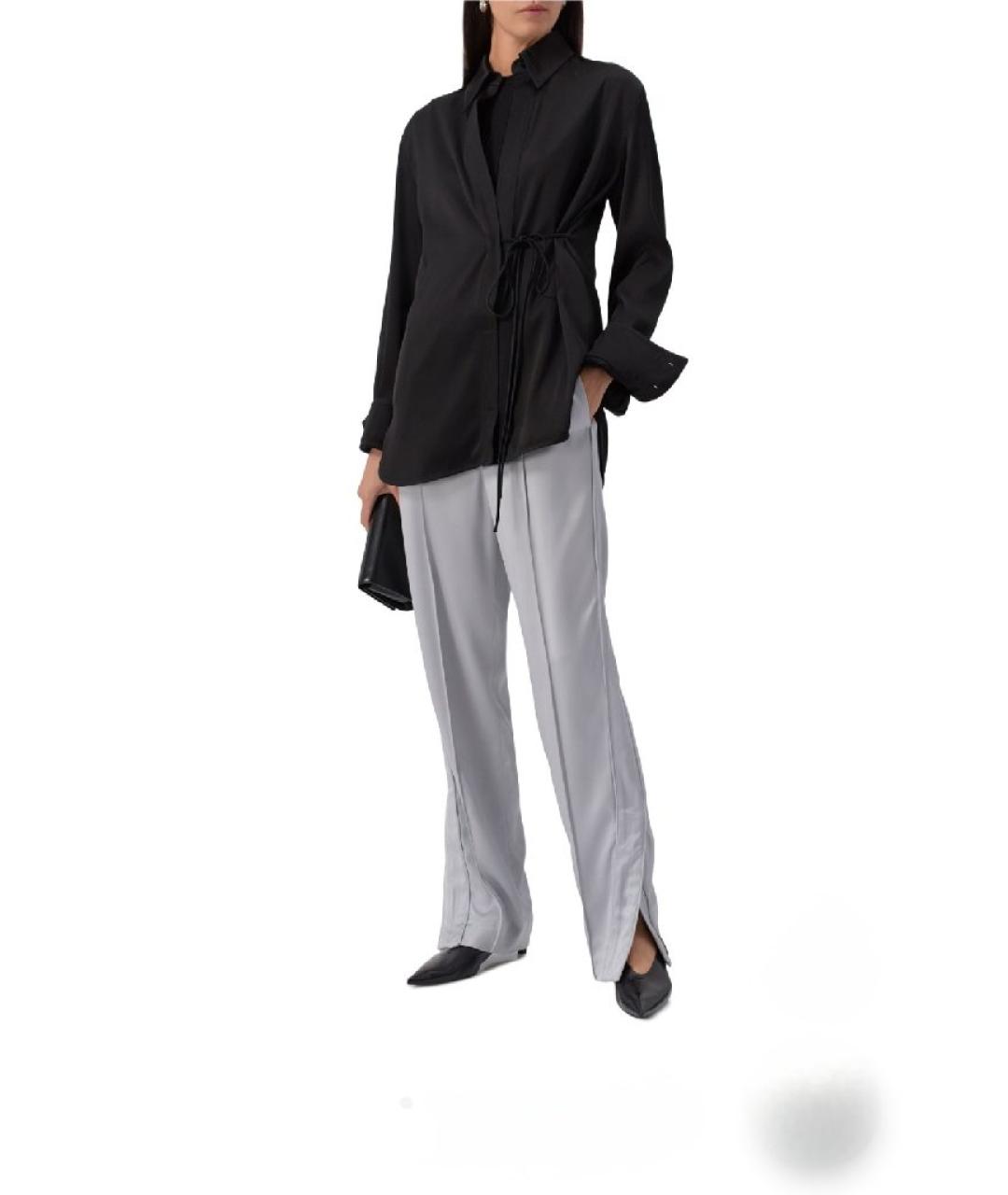 JIL SANDER Серые атласные прямые брюки, фото 5