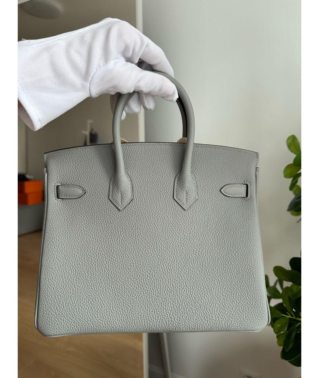HERMES Серая кожаная сумка тоут, фото 3
