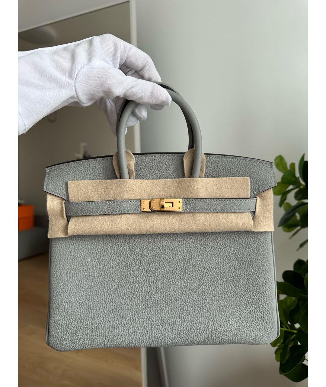 HERMES Серая кожаная сумка тоут, фото 2