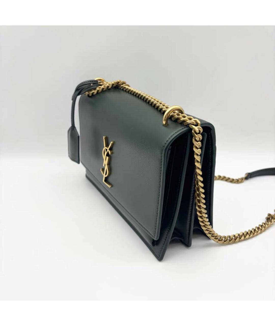 SAINT LAURENT Черная кожаная сумка через плечо, фото 2