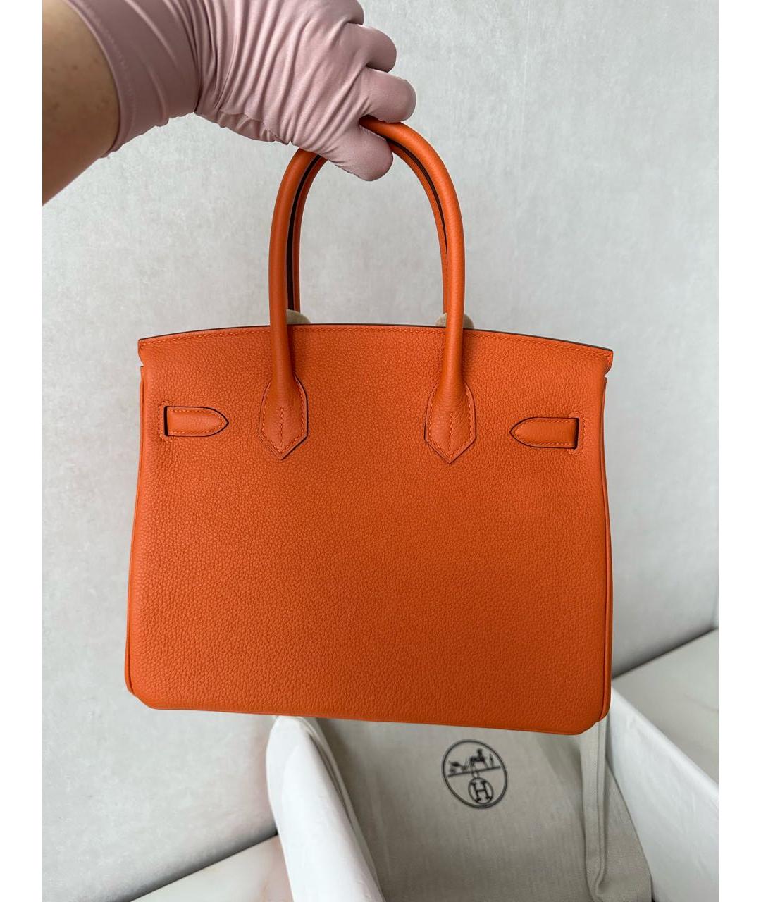 HERMES Оранжевая кожаная сумка тоут, фото 3